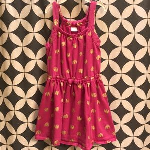 Gymboree size 6 pink dress with golden elephants